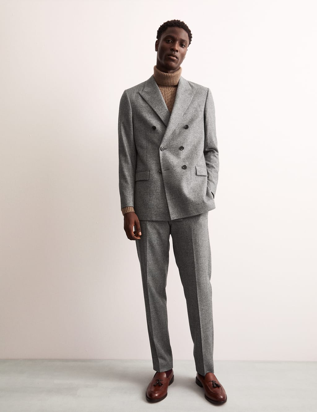 Tailored Fit Italian Wool Rich Suit Trousers with Silk 7 of 8
