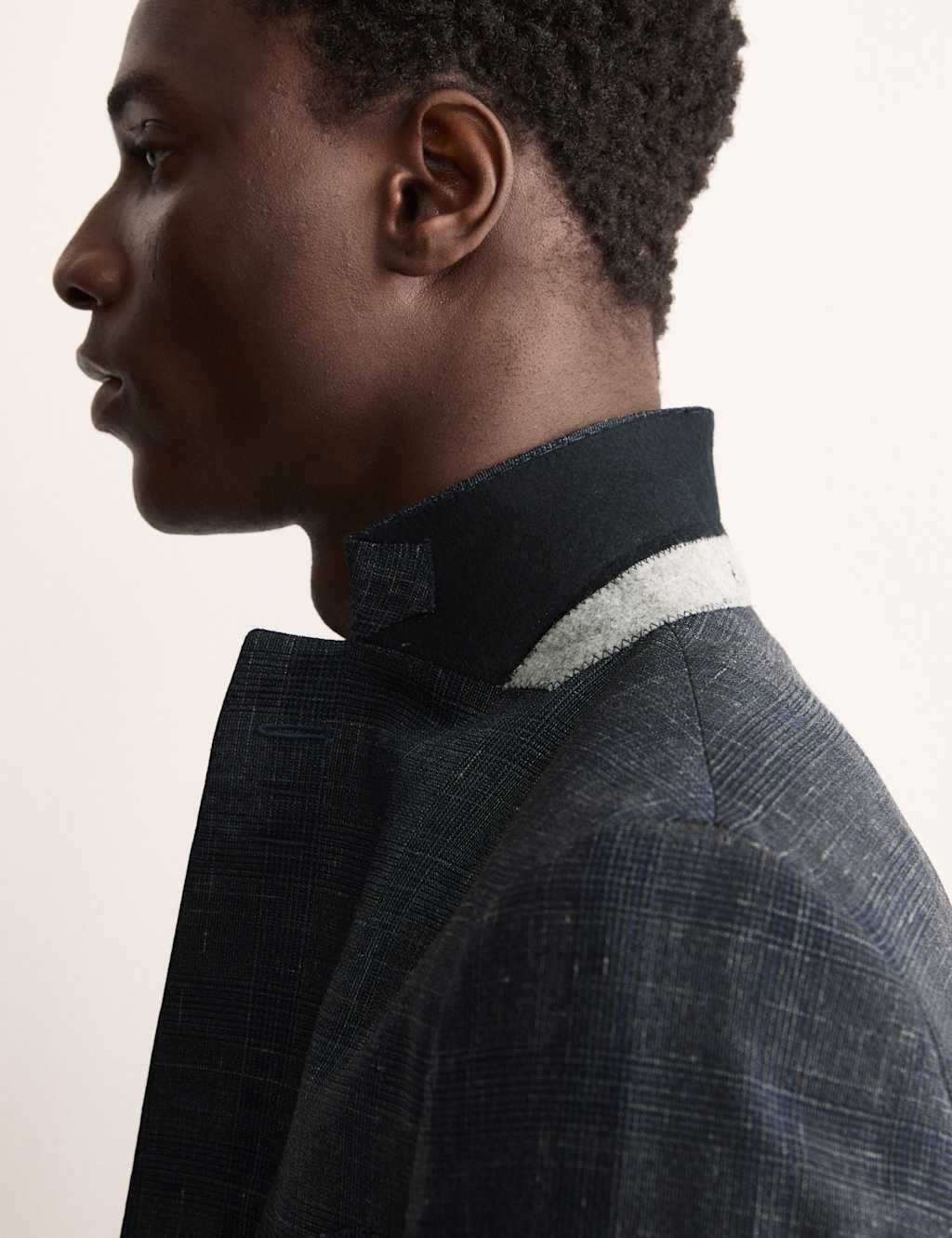Italian Wool Rich Silk Linen Check Jacket 5 of 9