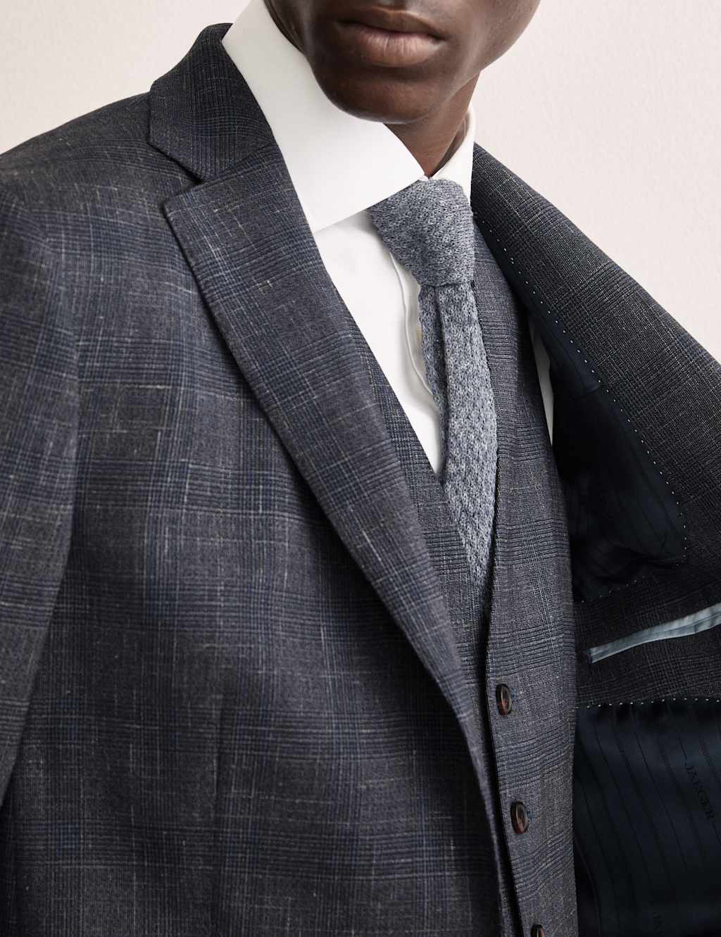 Italian Wool Rich Silk Linen Check Jacket 7 of 9