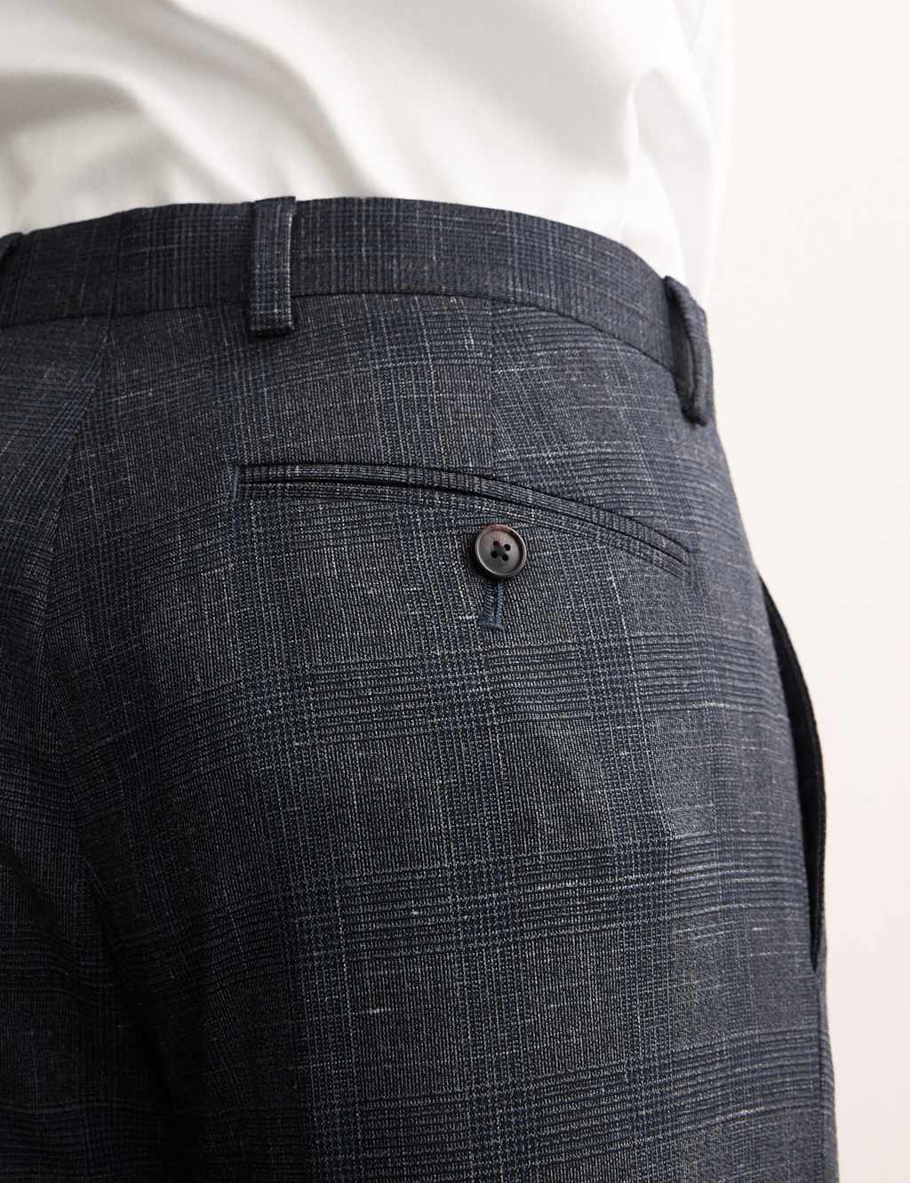 Italian Wool Rich Silk Linen Check Trousers 5 of 8