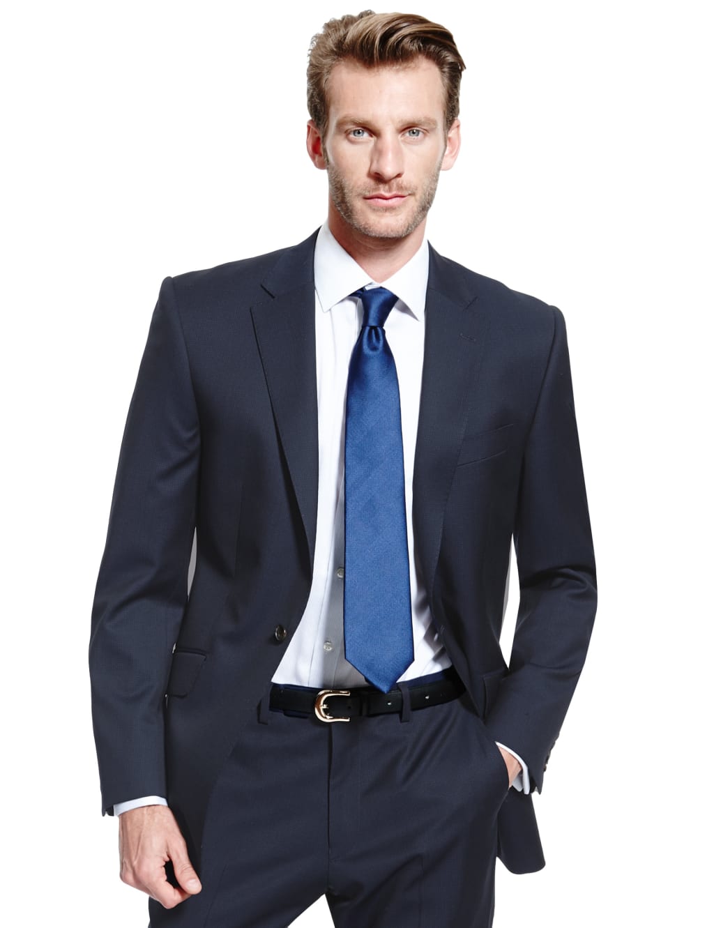 Indigo Checked Tailored Fit 1 Button Jacket 3 of 7