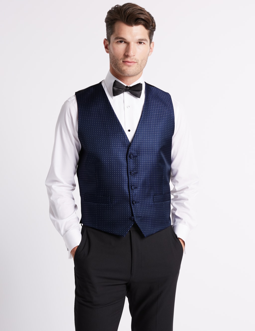 Regular Fit Patterned Waistcoat M S Collection M S