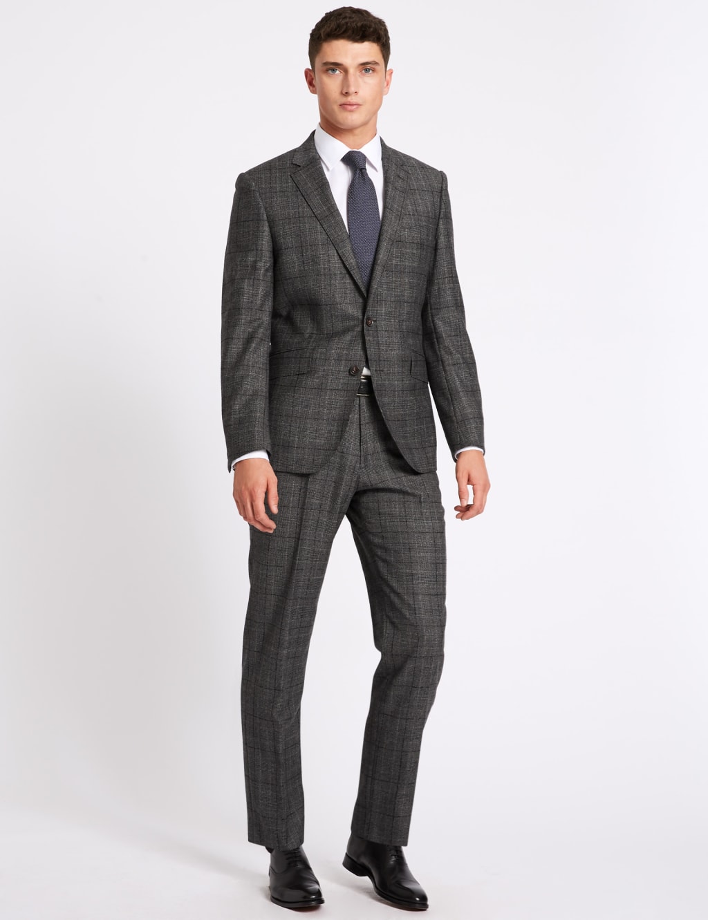 Charcoal Checked Tailored Fit Wool Jacket 1 of 9