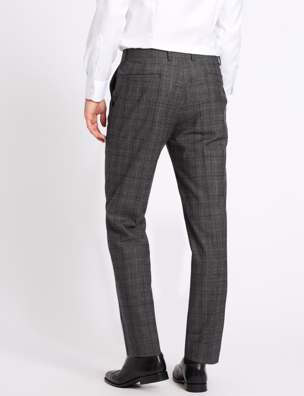 Charcoal Checked Tailored Fit Wool Trousers 4 of 6