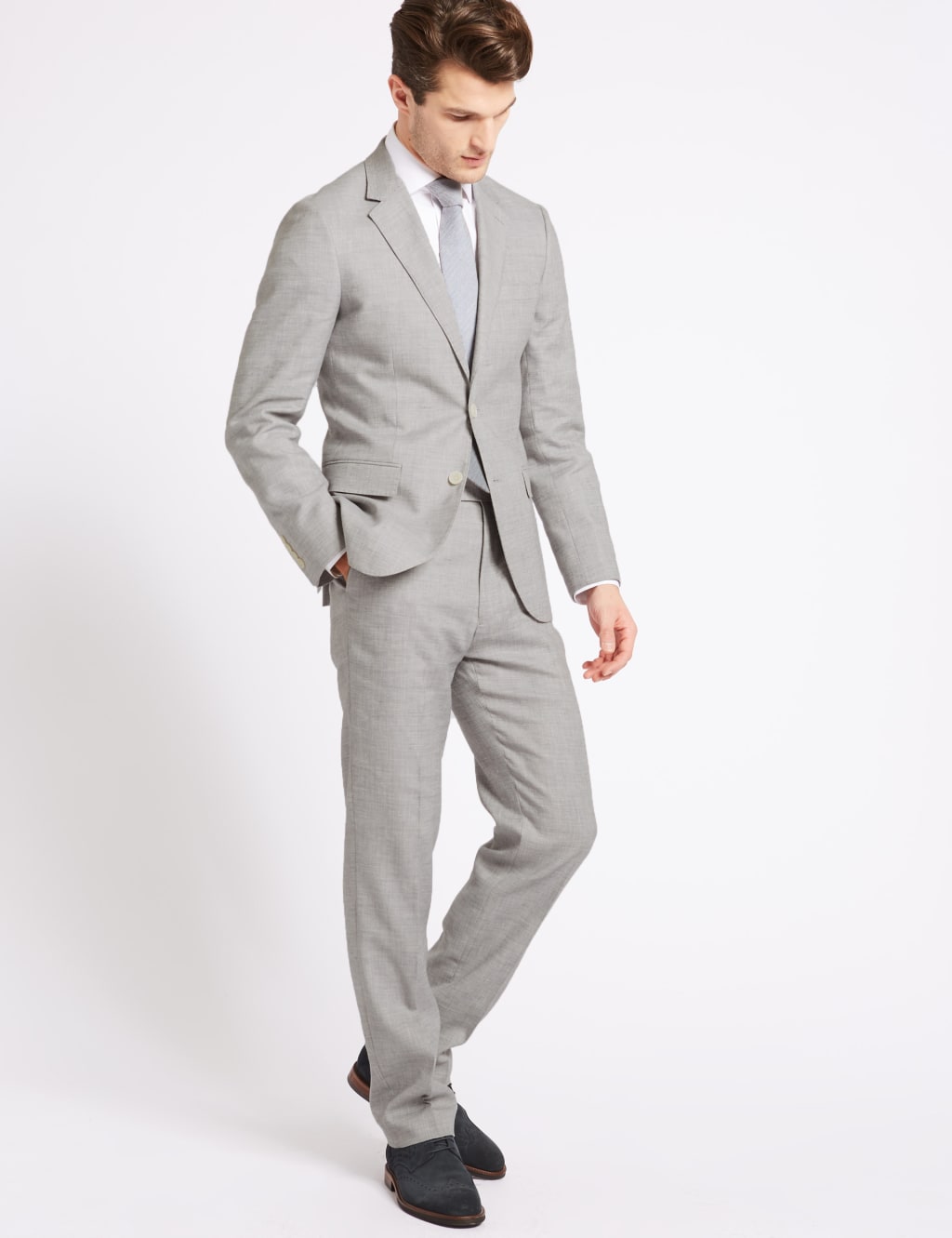 Tailored Fit Linen Miracle Jacket M S Collection M S