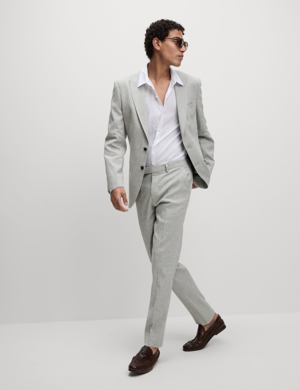 Tailored Fit Linen Rich Suit Jacket M S Collection M S