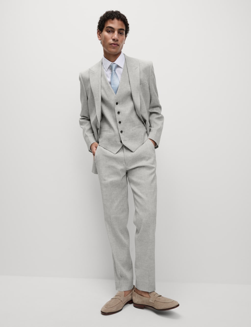 Tailored Fit Italian Performance Linen Suit Trousers 5 of 7
