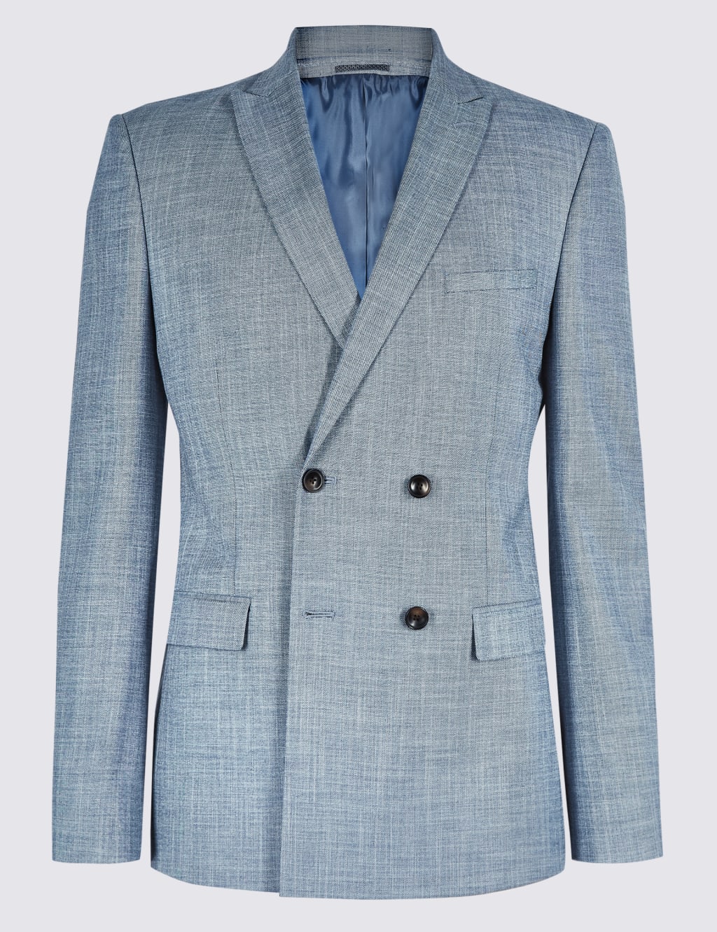 Blue double breasted jacket on sale