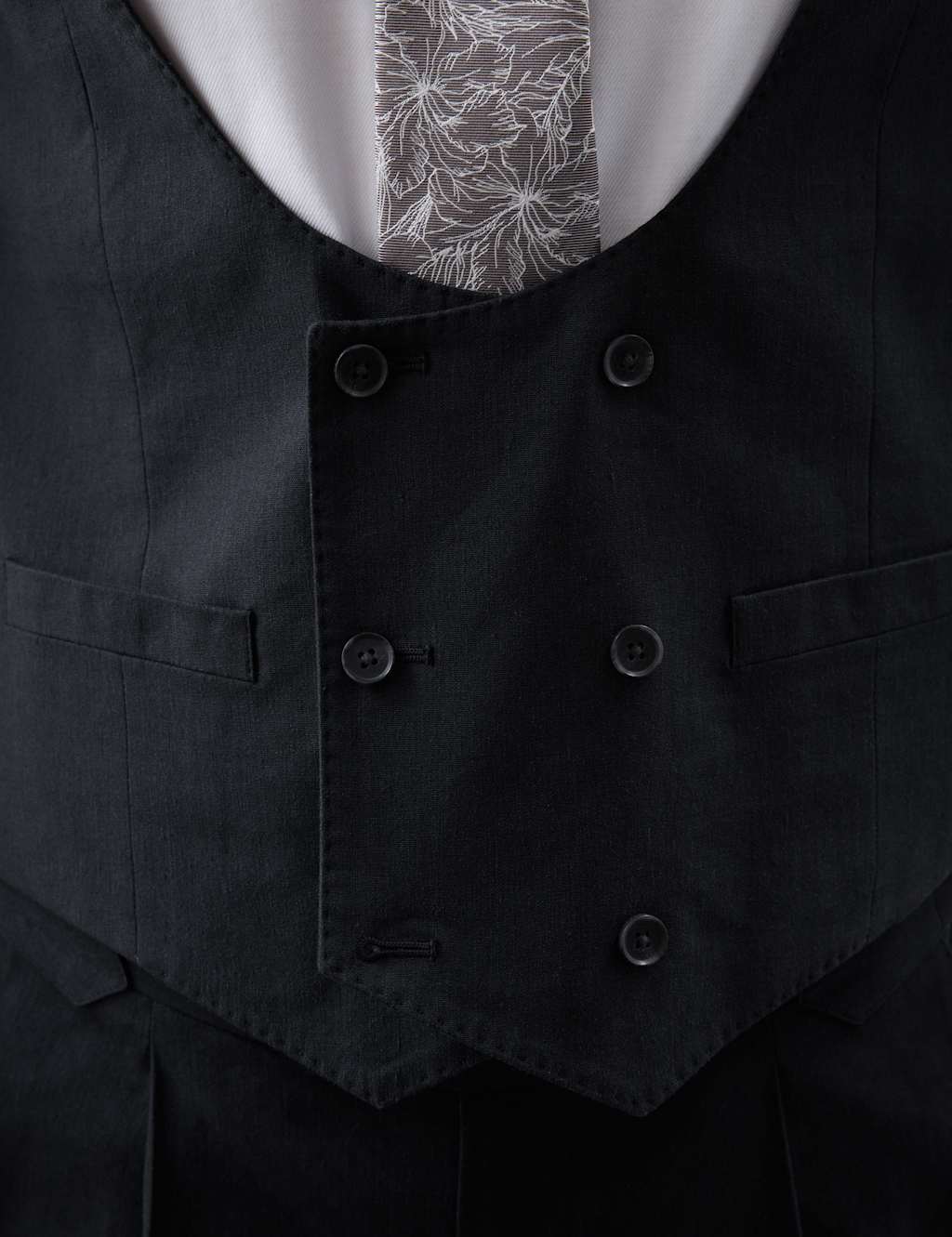 Italian Performance Linen Blend Double Breasted Waistcoat 6 of 6