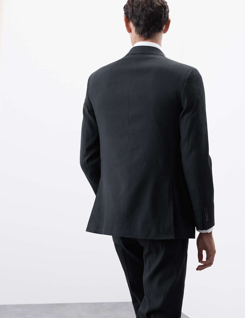 Tailored Fit Italian Performance Linen Blend Double Breasted Suit Jacket 5 of 8