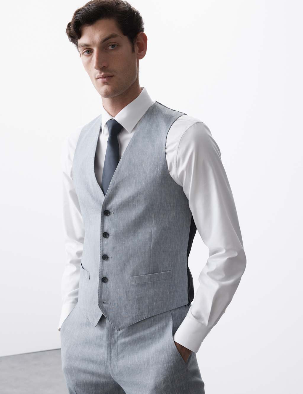 Italian Performance Linen Blend Waistcoat 6 of 6