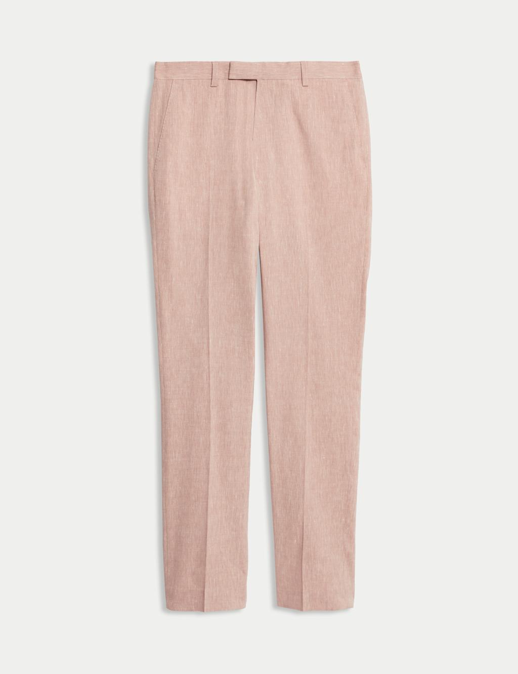 Tailored Fit Italian Performance Linen Blend Suit Trousers 2 of 7