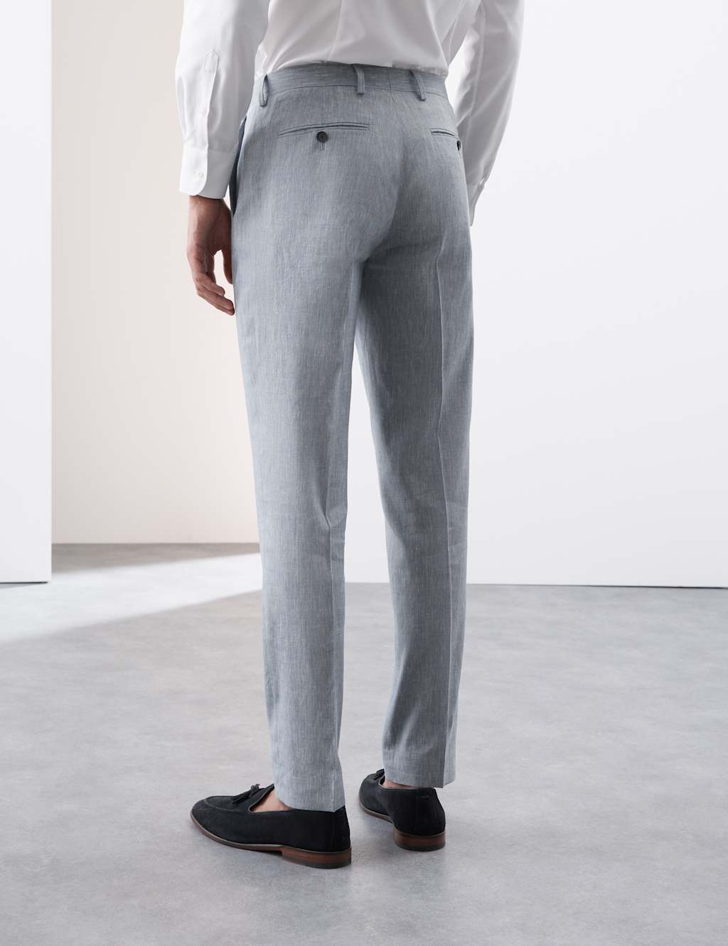 Tailored Fit Italian Performance Linen Blend Suit Trousers 6 of 7