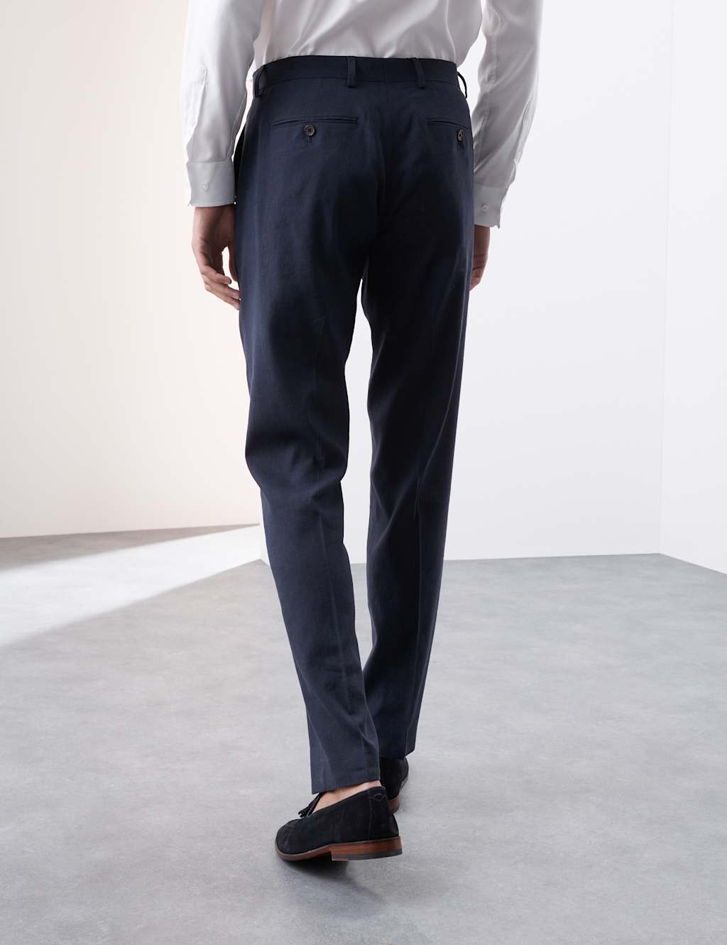 Tailored Fit Italian Performance Linen Blend Suit Trousers 5 of 8