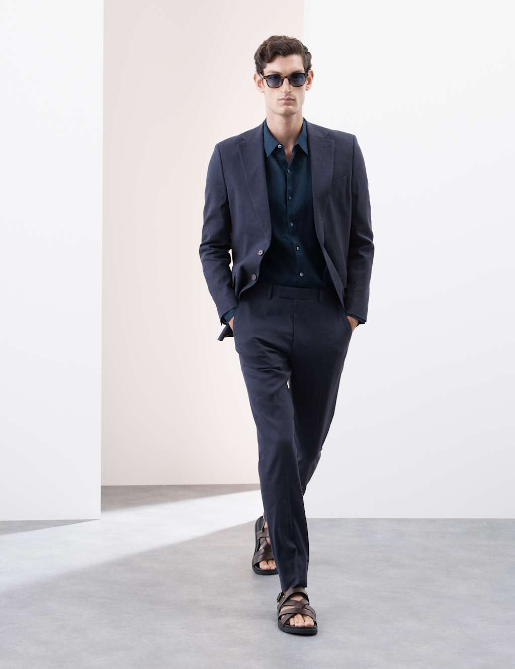 Tailored Fit Italian Performance Linen Blend Suit Trousers 6 of 8