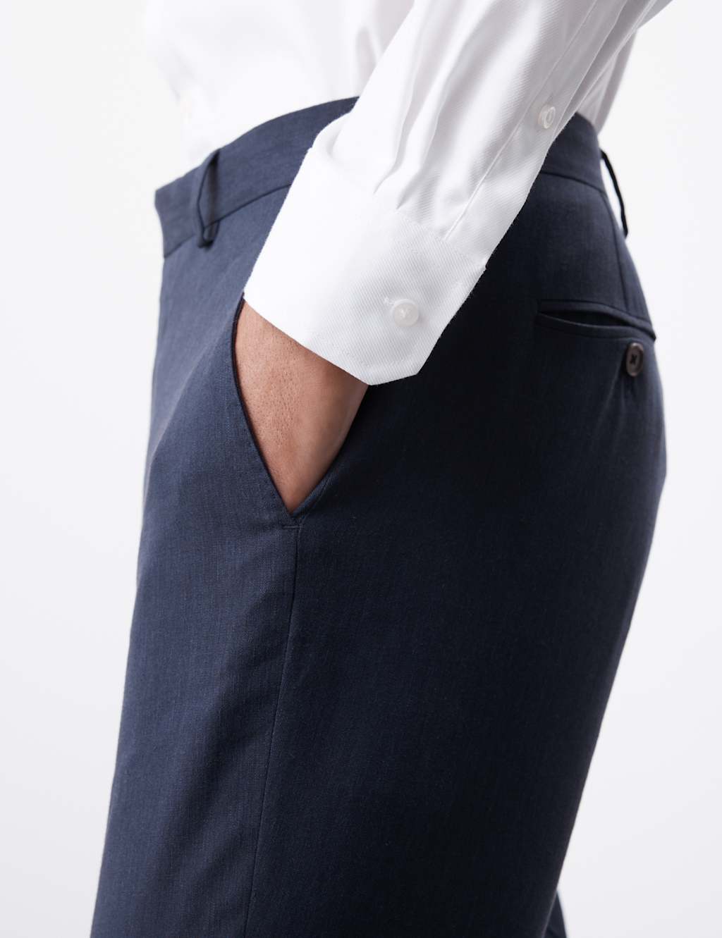 Tailored Fit Italian Performance Linen Blend Suit Trousers 7 of 8