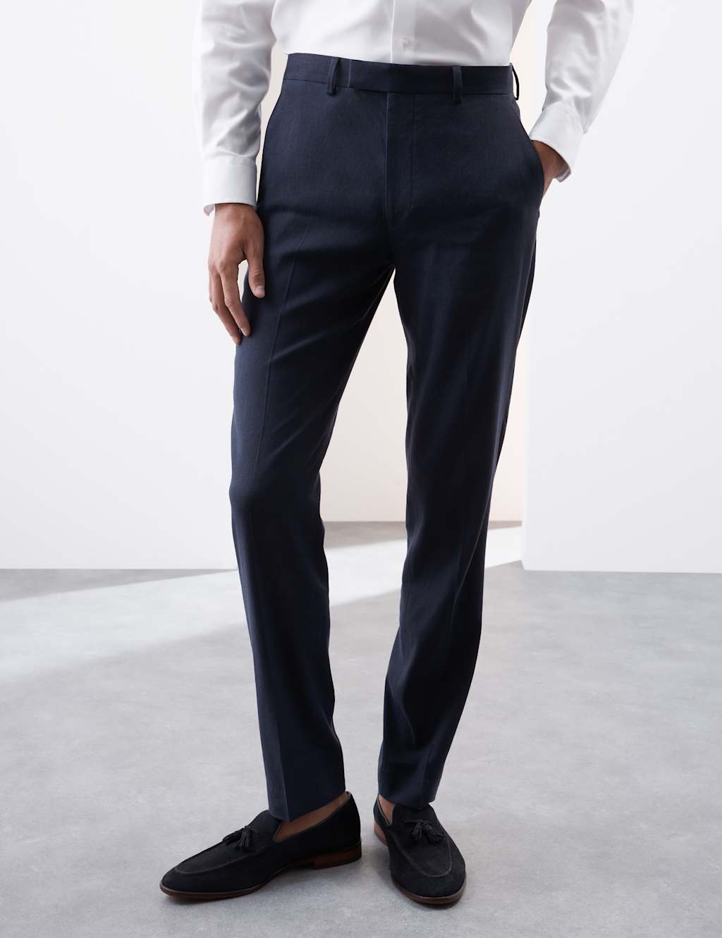 Tailored Fit Italian Performance Linen Blend Suit Trousers 8 of 8