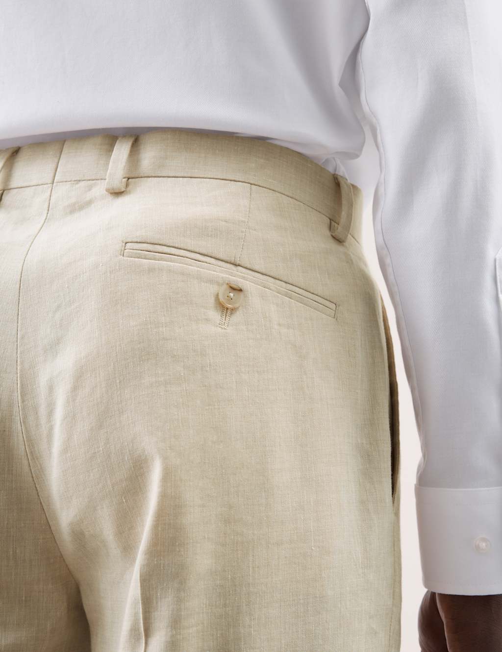 Tailored Fit Italian Performance Linen Blend Suit Trousers 5 of 8