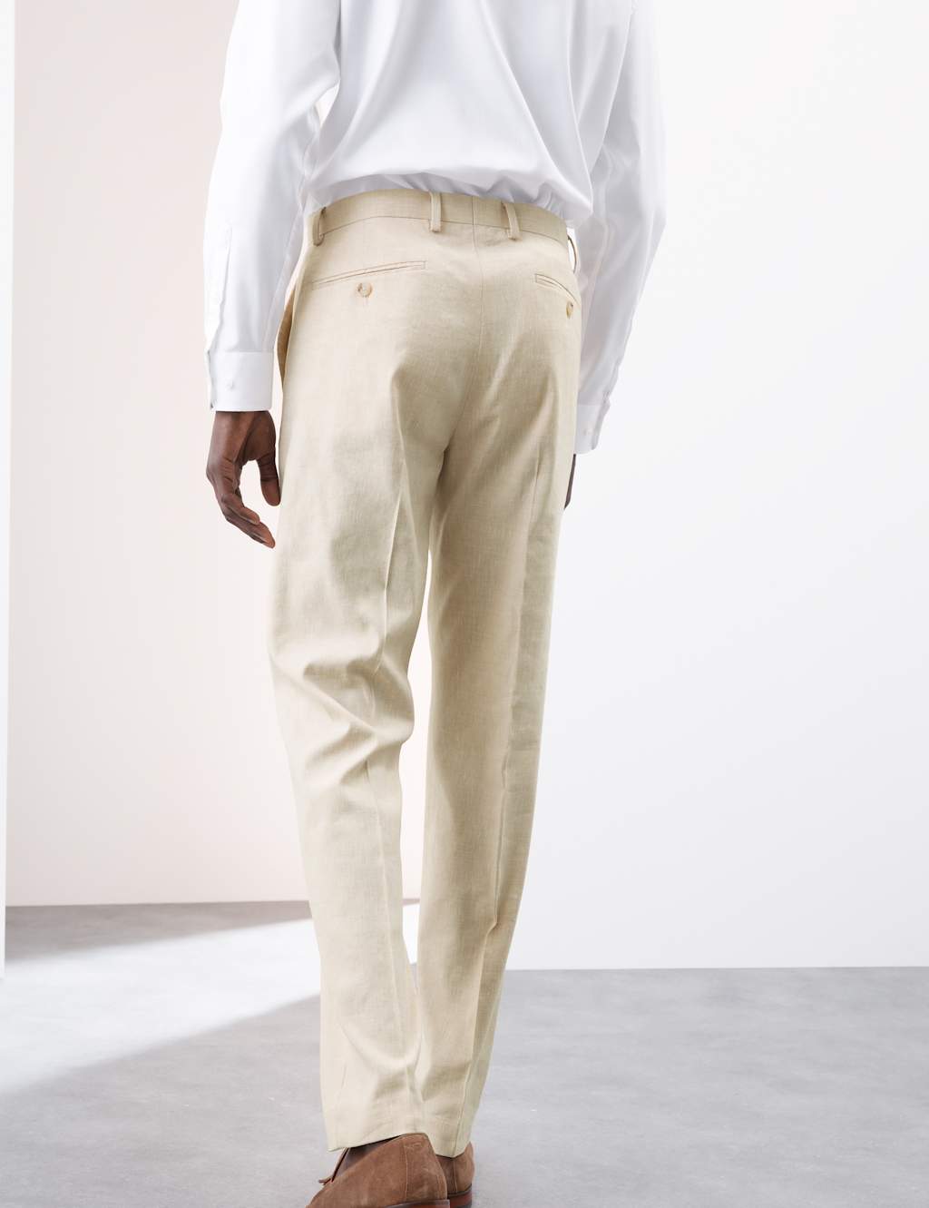 Tailored Fit Italian Performance Linen Blend Suit Trousers 8 of 8