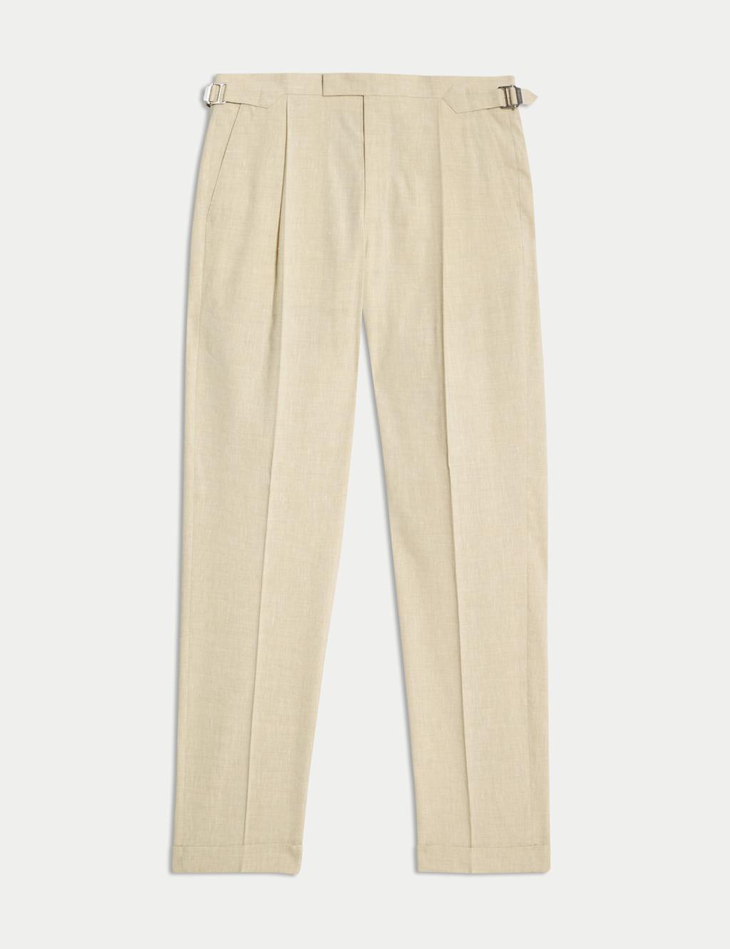 Tailored Fit Italian Performance Linen Blend Suit Trousers 2 of 8