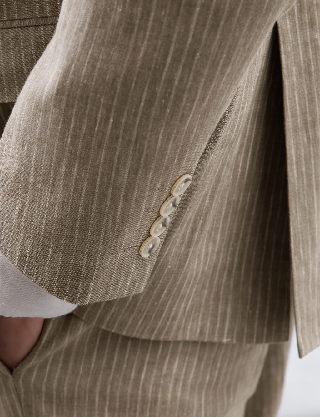 Tailored Fit Italian Performance Linen Blend Pinstripe Suit Jacket 7 of 7