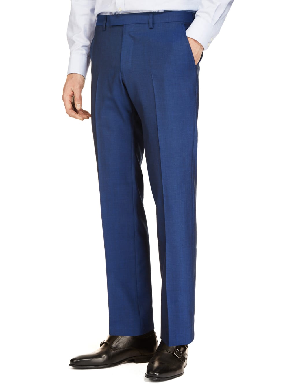 Pure Wool Tailored Fit Flat Front Trousers 1 of 3