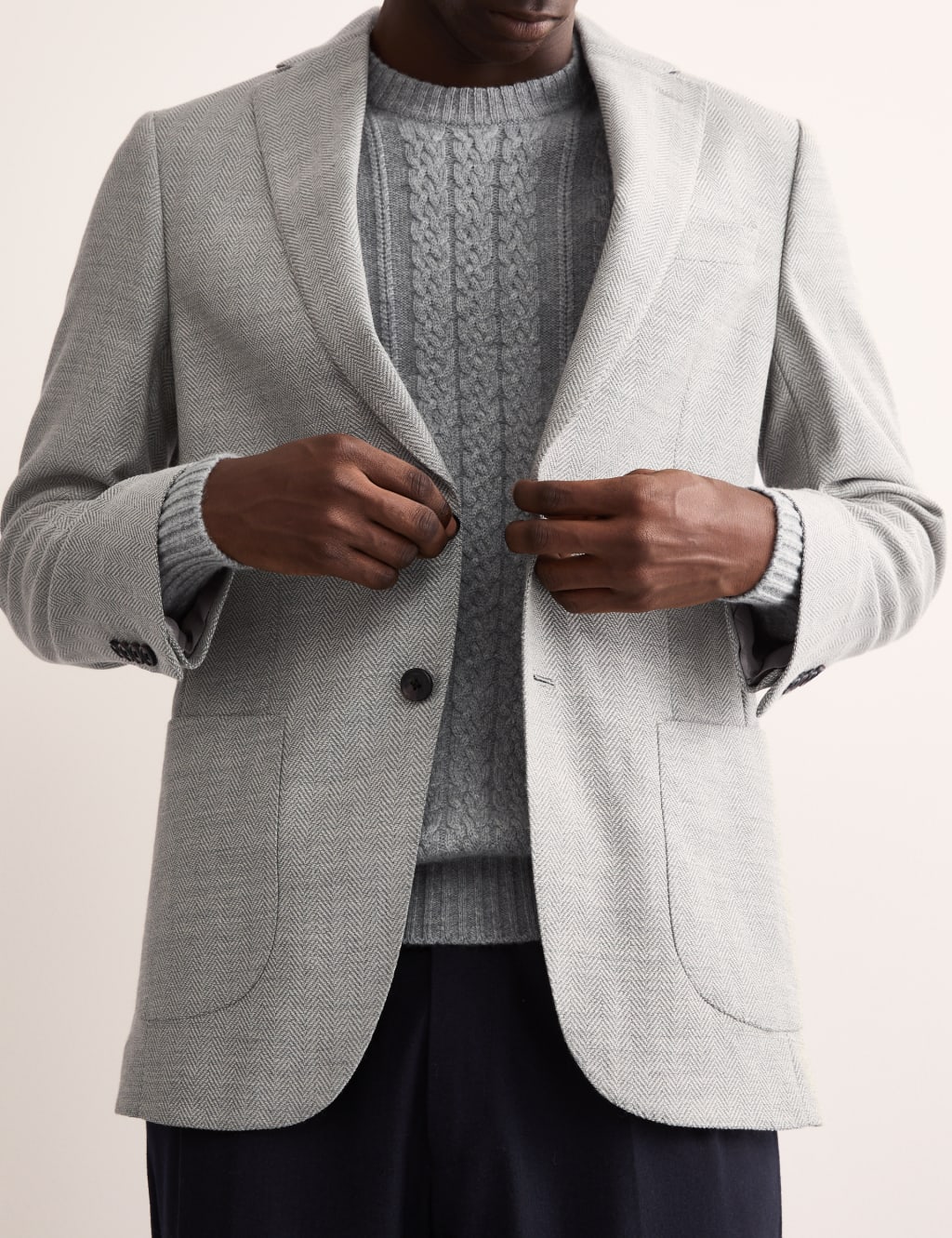 Tailored Fit Wool Rich Herringbone Blazer 4 of 8