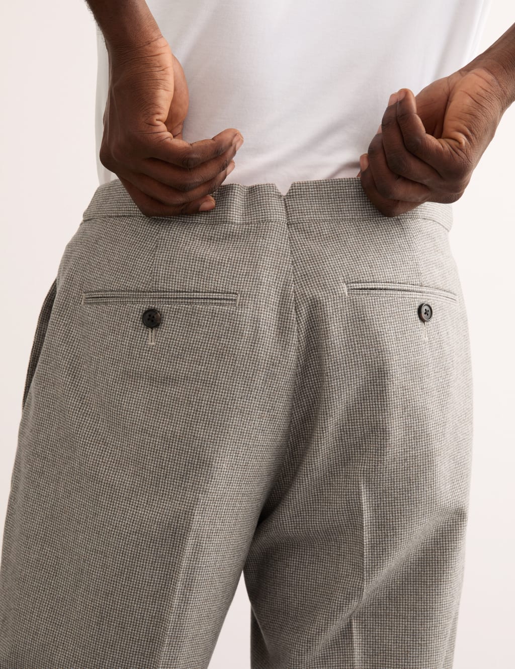 Tailored Fit Pure Wool Check Trousers 3 of 6