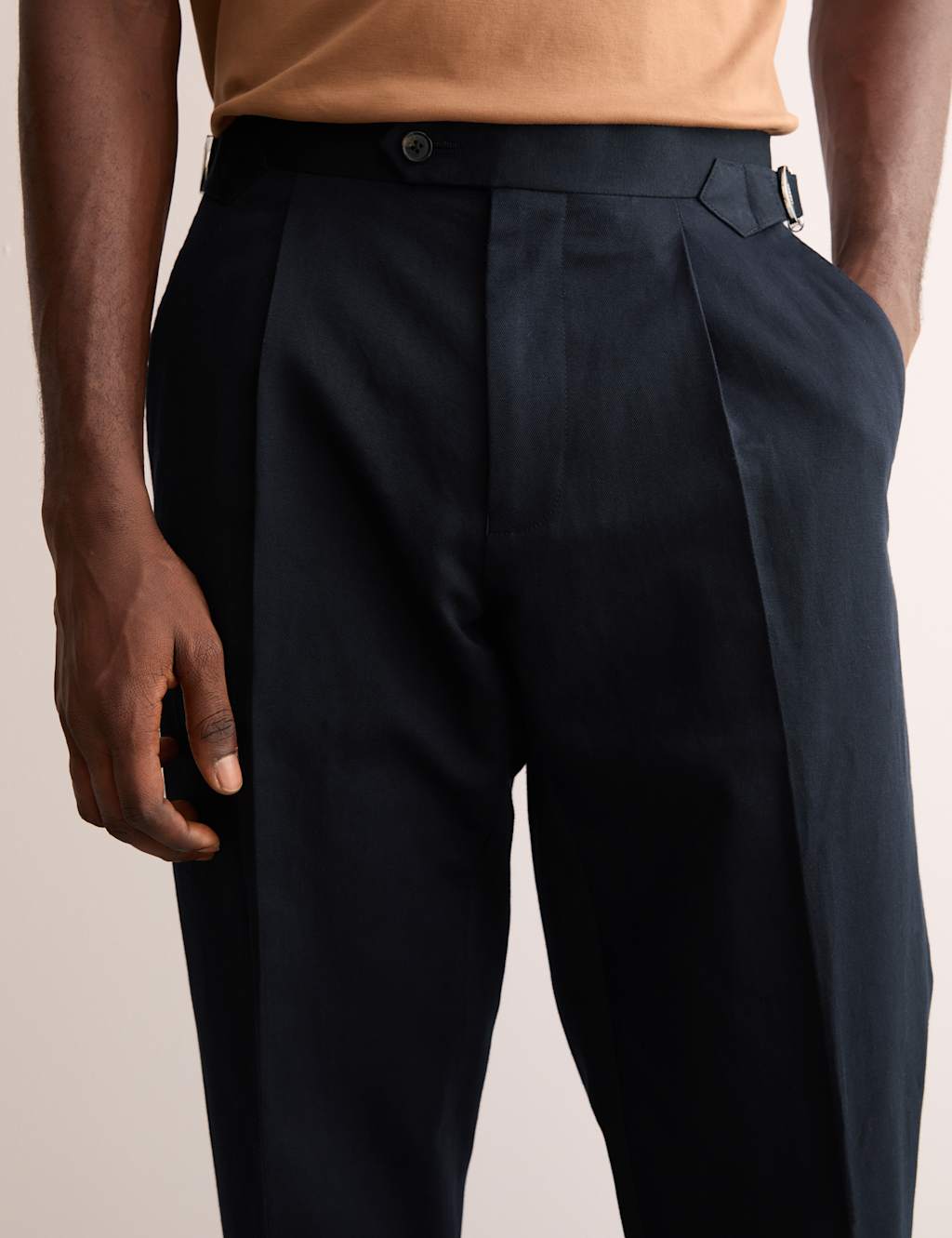 Tailored Fit Twill Cotton Linen Trousers 6 of 8