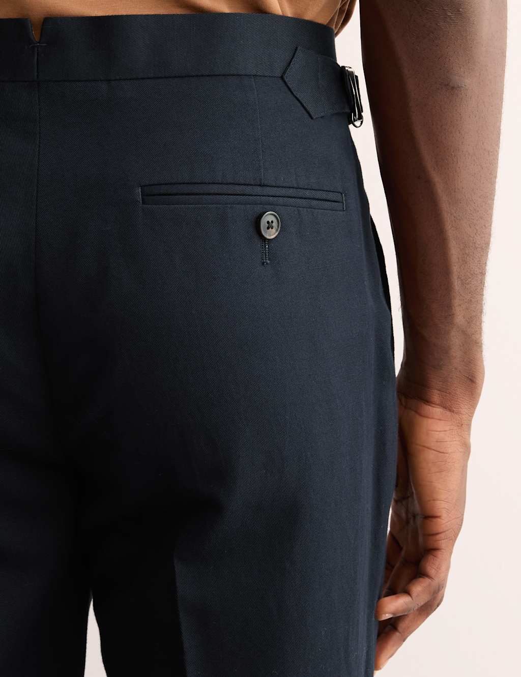 Tailored Fit Twill Cotton Linen Trousers 7 of 8