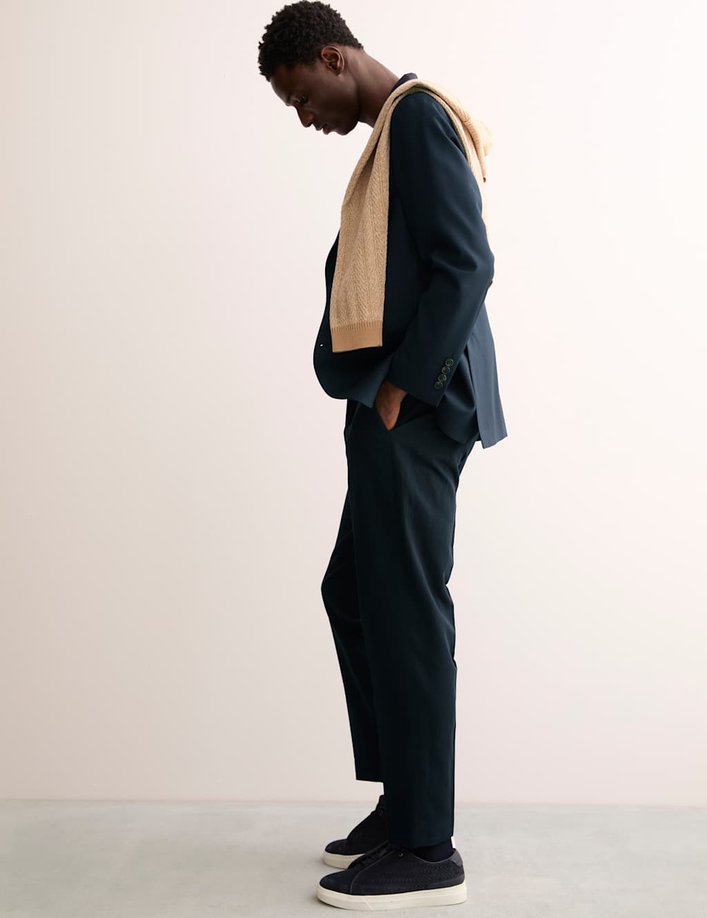 Tailored Fit Twill Cotton Linen Trousers 3 of 3