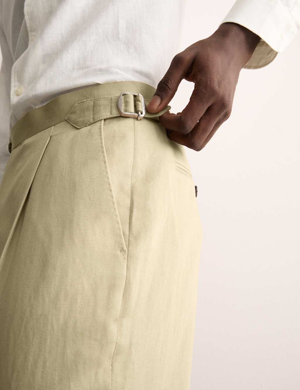 Tailored Fit Twill Cotton Linen Trousers 4 of 8