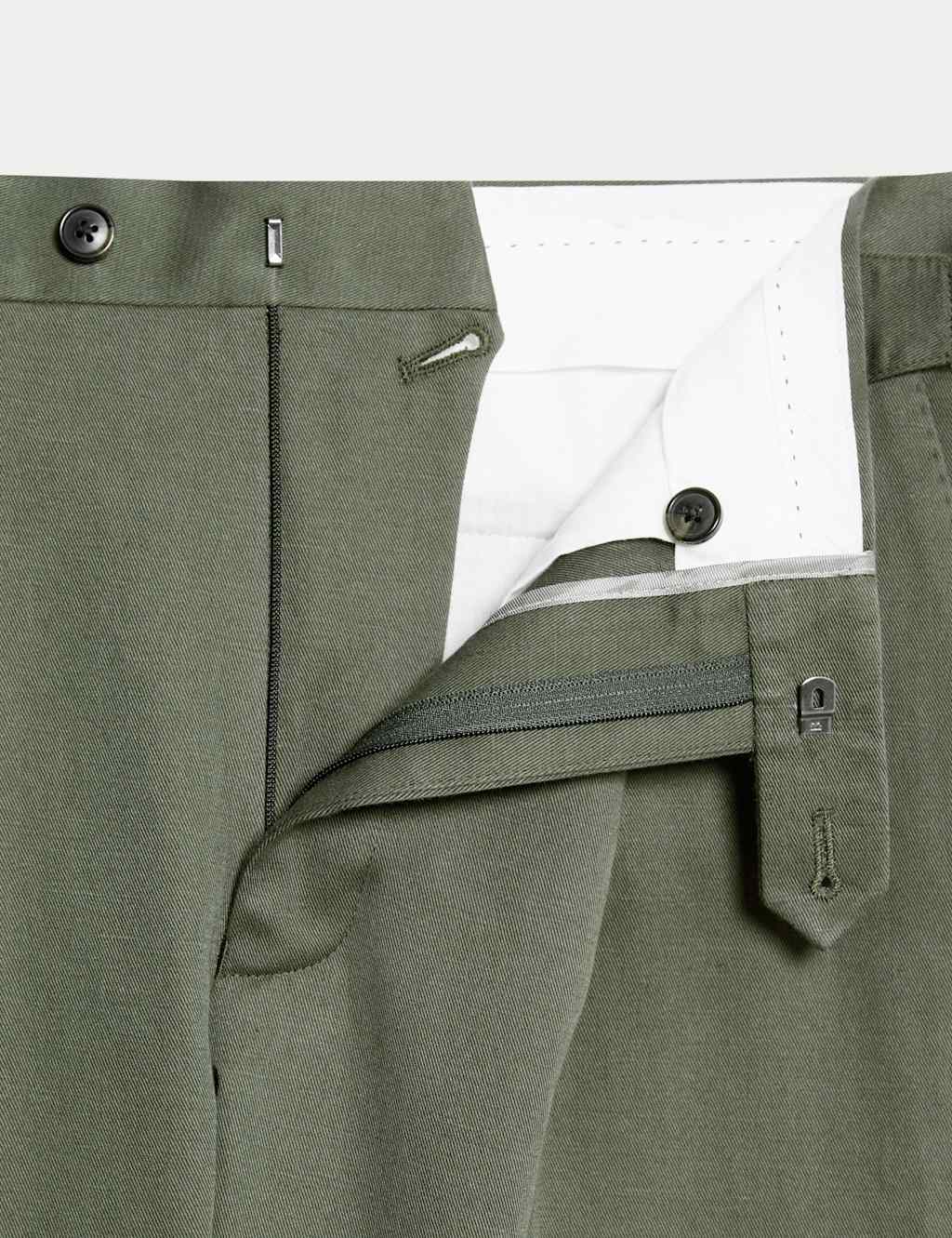 Tailored Fit Twill Cotton Linen Trousers 2 of 3