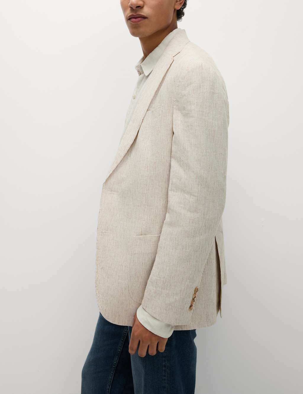 Tailored Fit Cotton Linen Striped Blazer 6 of 7