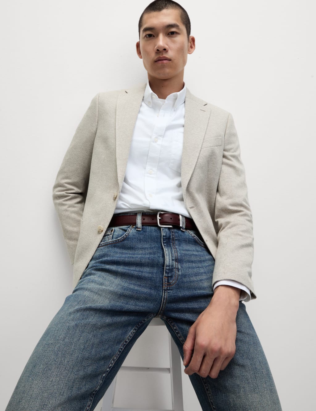 Tailored Fit Cotton Rich Puppytooth Blazer