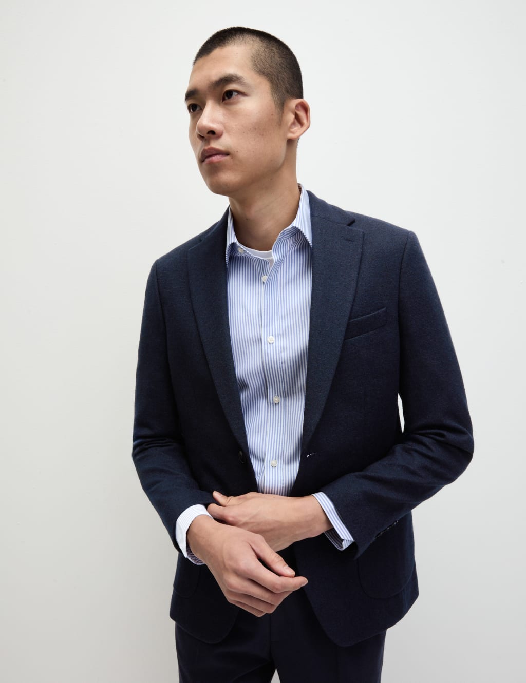 Tailored Fit Wool Blend Textured Blazer