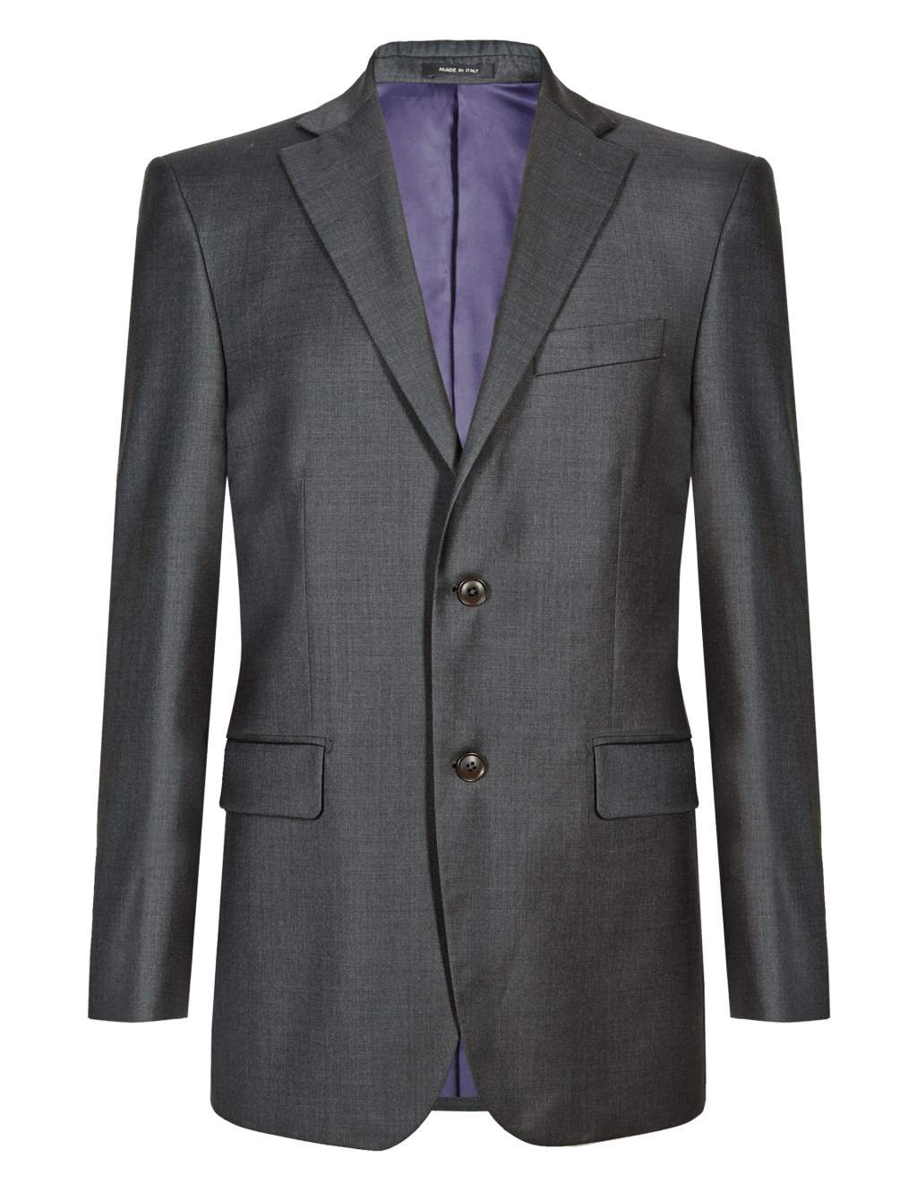 Charcoal Textured Regular Fit Single Breasted Jacket 2 of 8