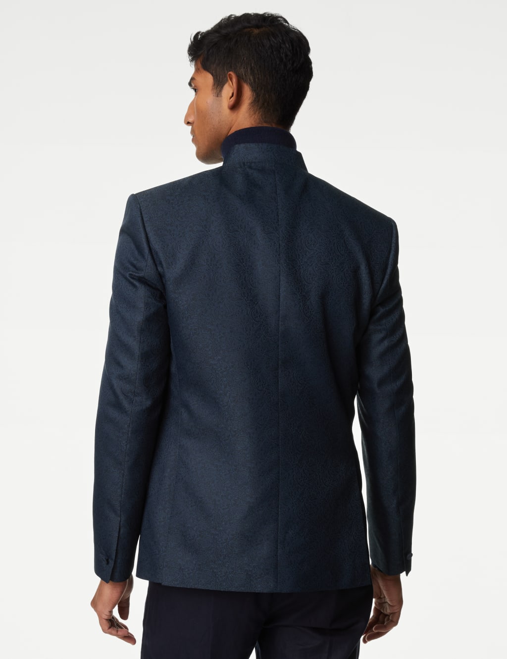 Floral Textured Jacquard Nehru Jacket M S Collection M S