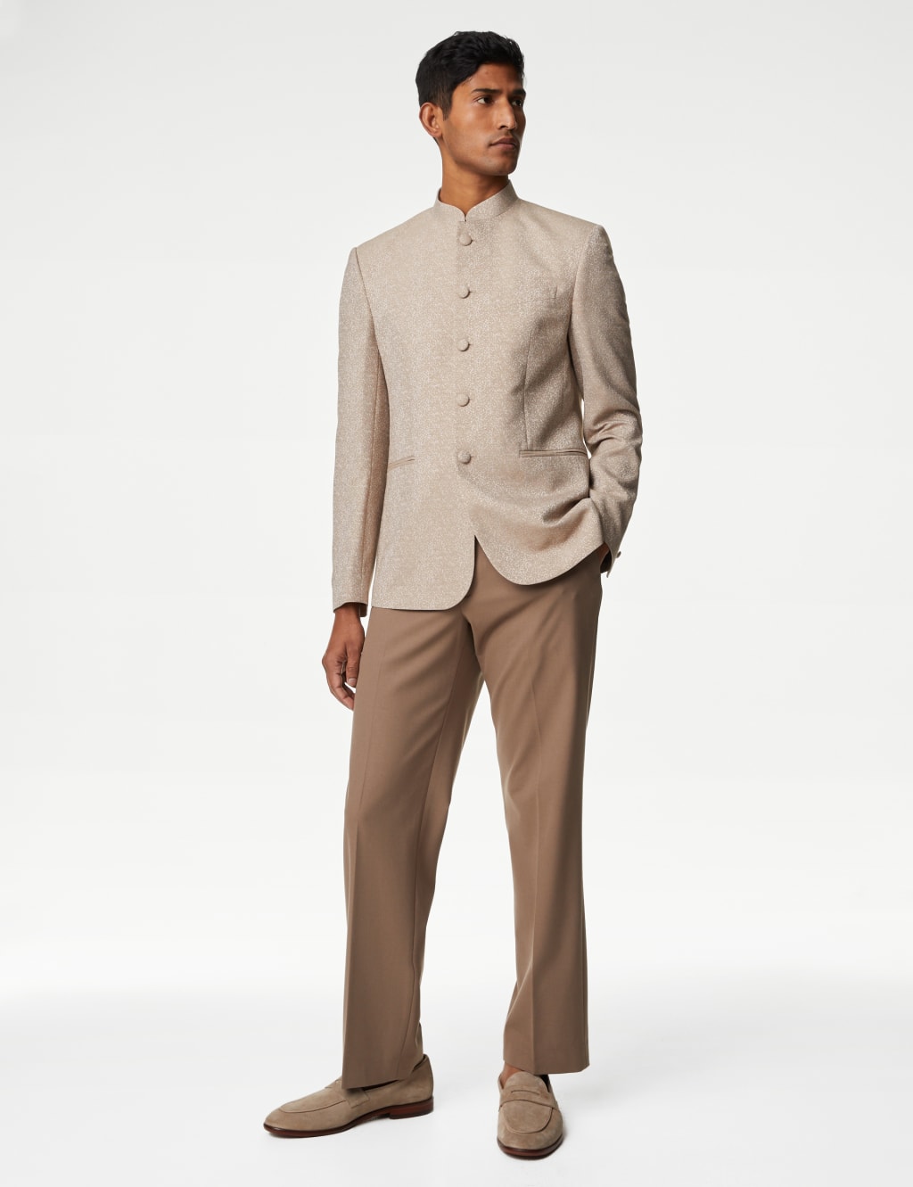 Textured Jacquard Nehru Jacket M S Collection M S