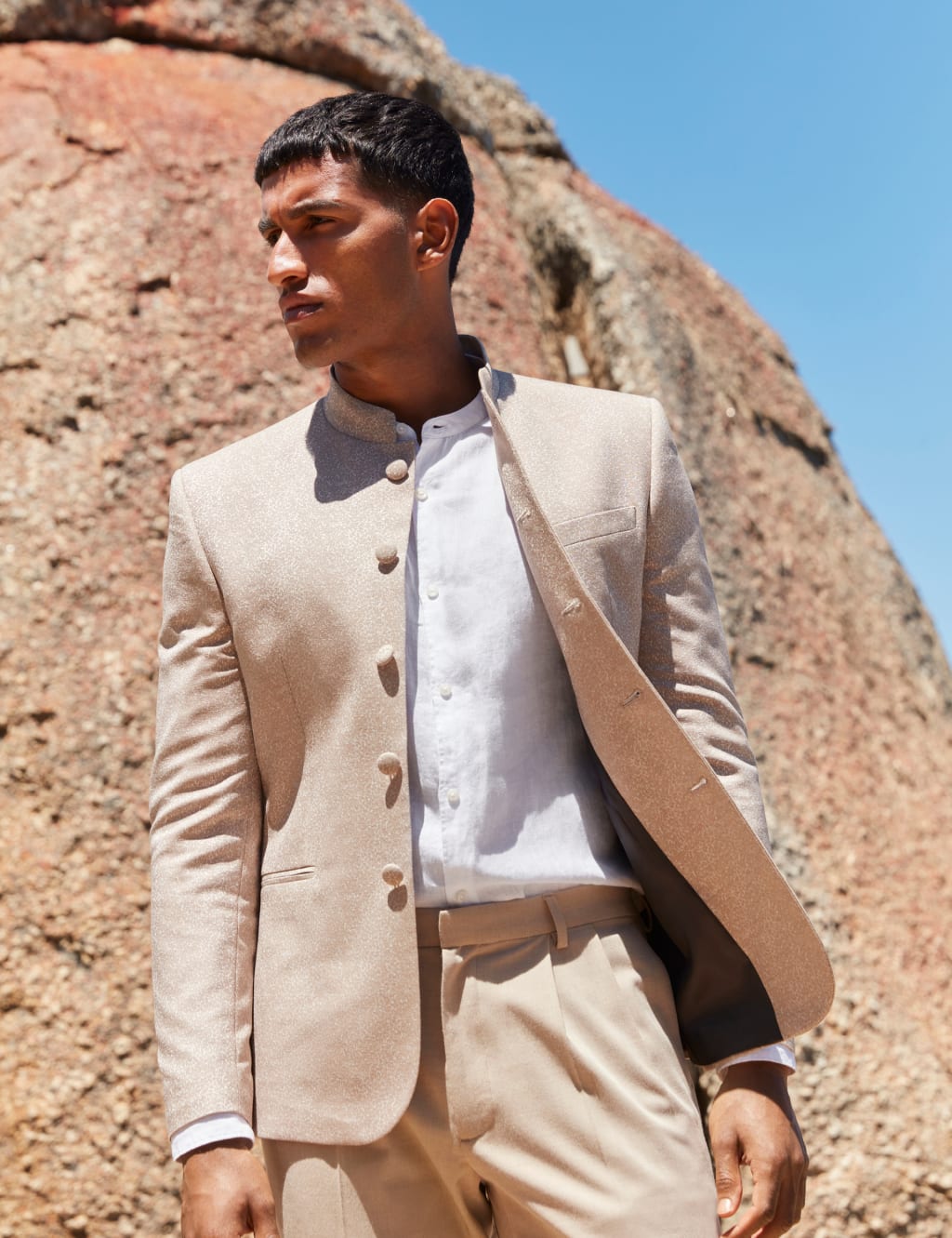 Beige color nehru jacket store