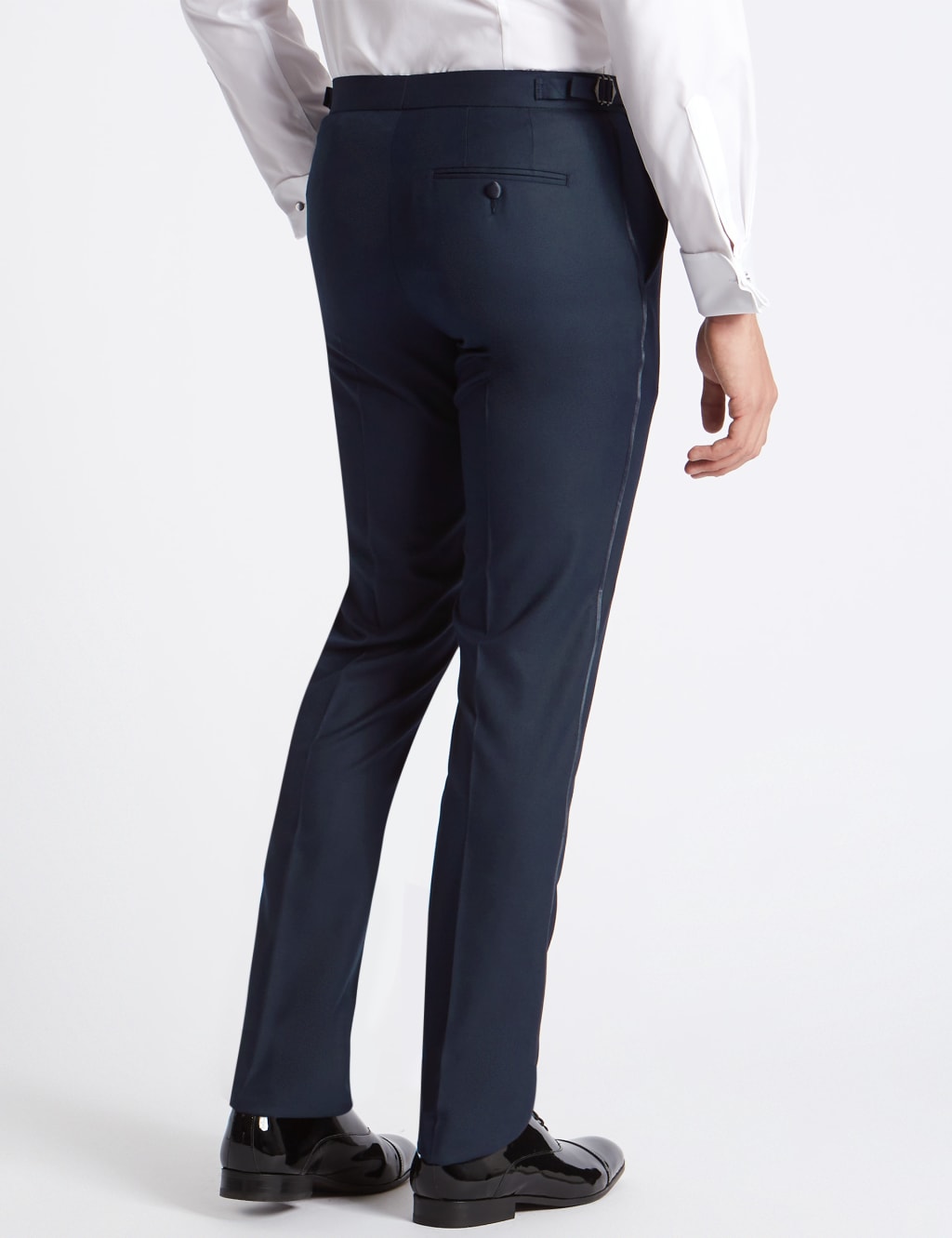 Navy Textured Modern Slim Fit Trousers 4 of 6