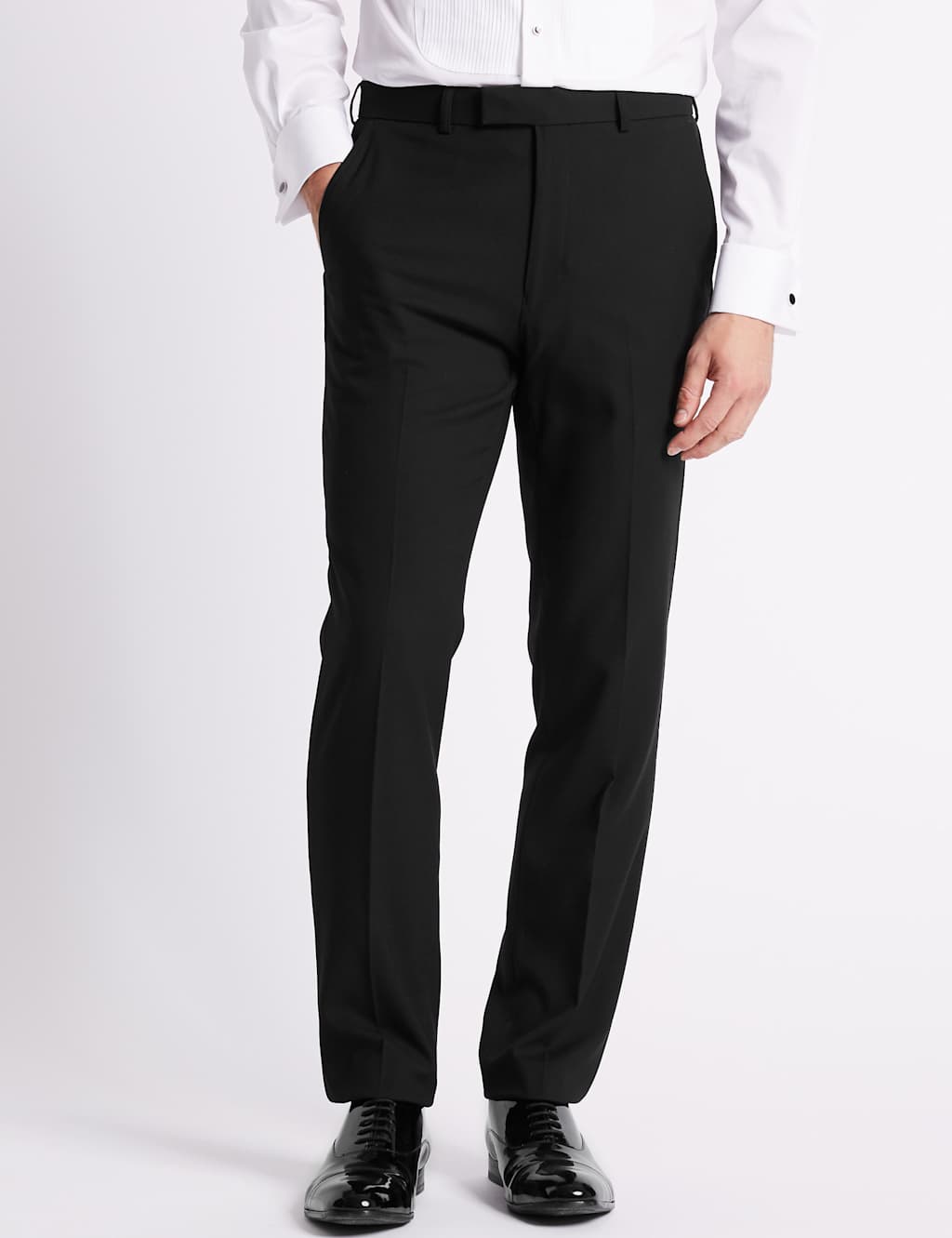 Big & Tall Black Textured Slim Fit Trousers 1 of 5