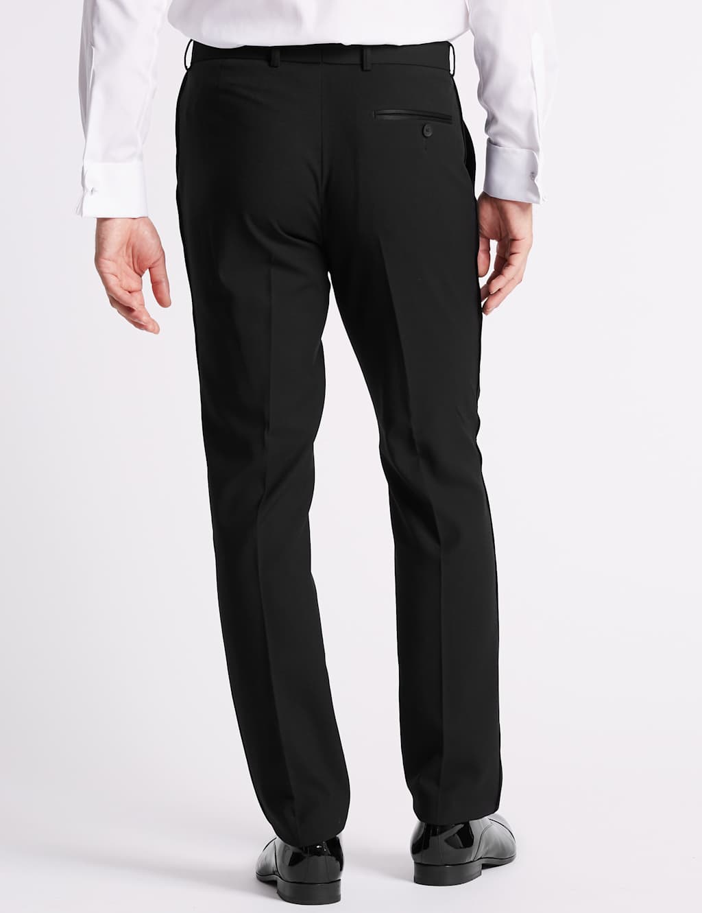 Big & Tall Black Textured Slim Fit Trousers 4 of 5