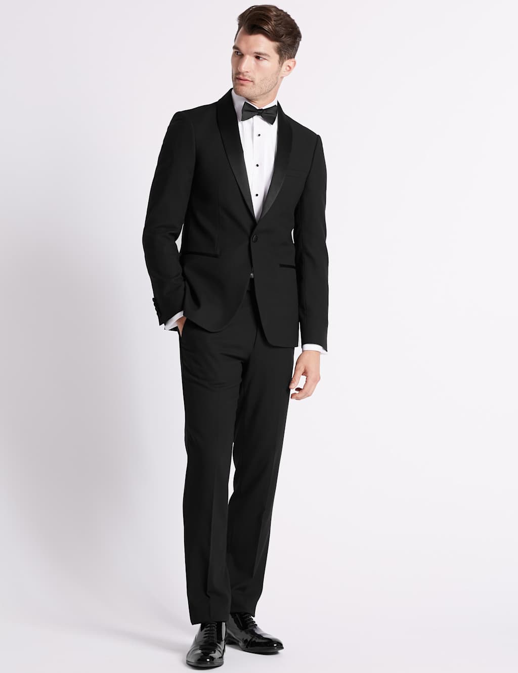 Big & Tall Black Textured Slim Fit Trousers 5 of 5