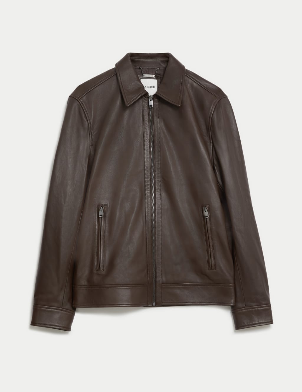Leather Harrington Jacket JAEGER M S