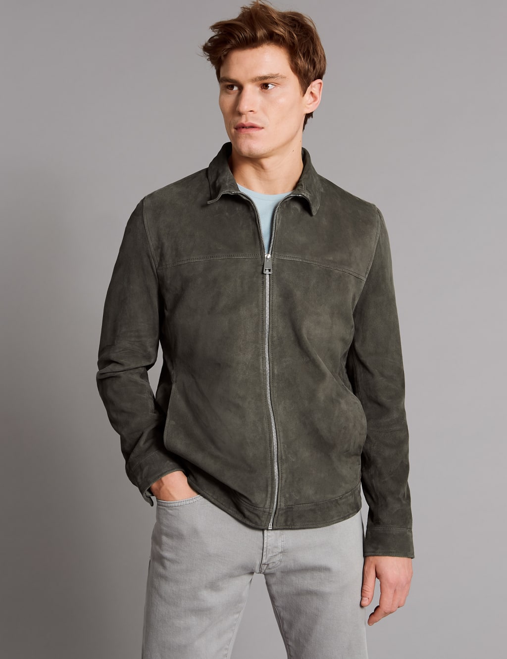 Slim nubuck harrington jacket cheap