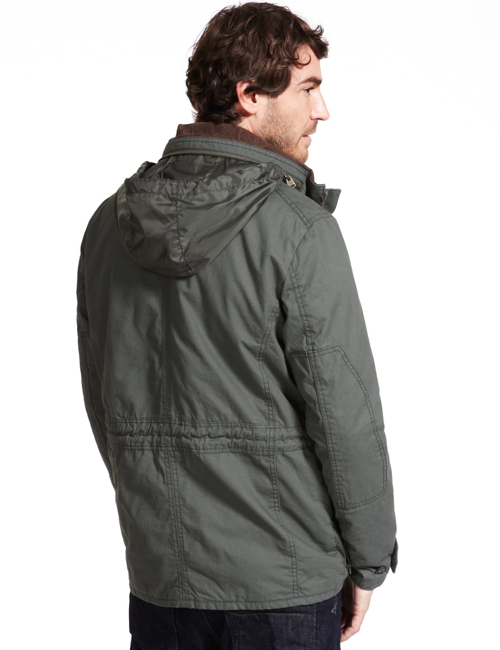 Pure Cotton Military Coat with Concealed Hood North Coast M S