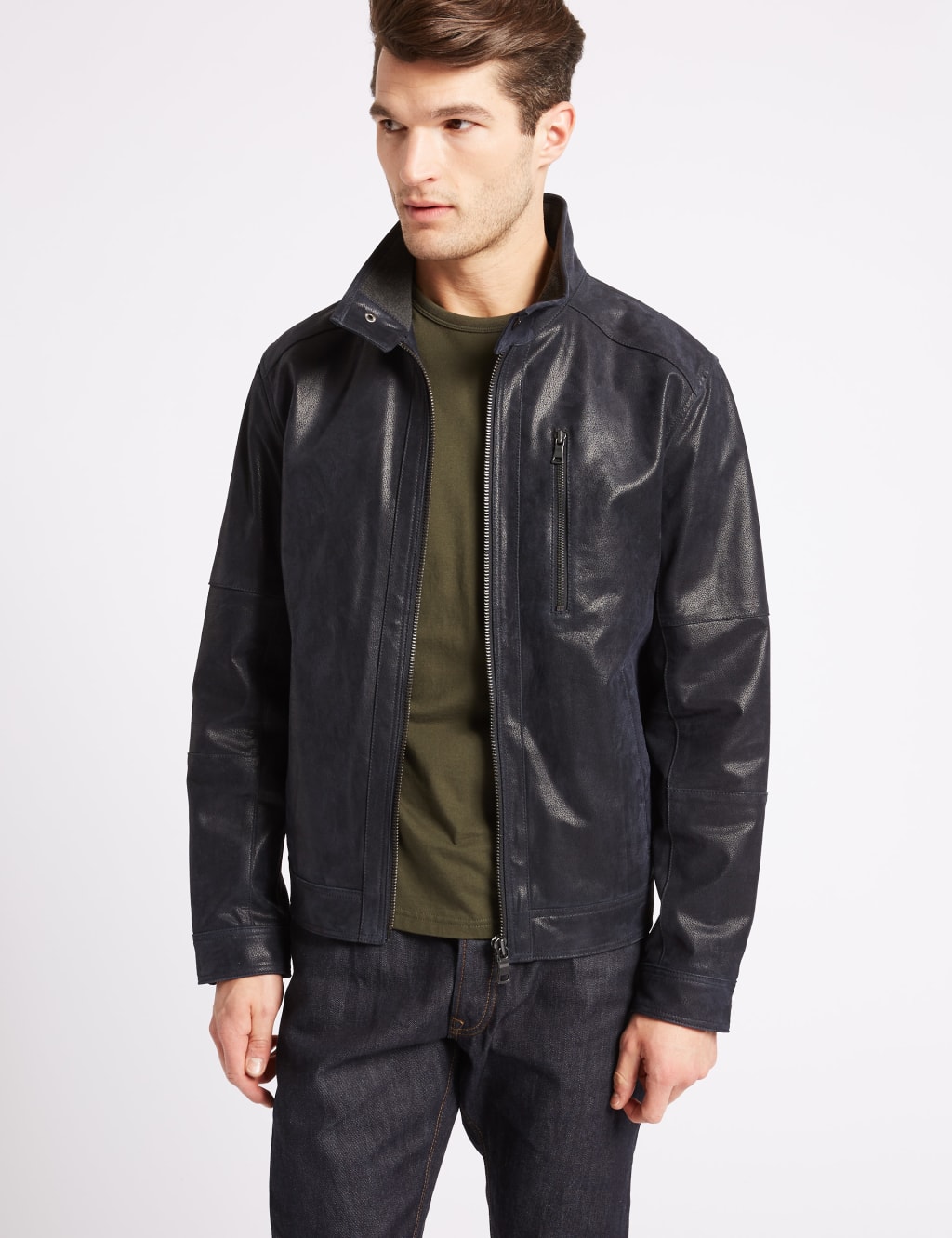 Leather Biker Jacket M S Collection M S