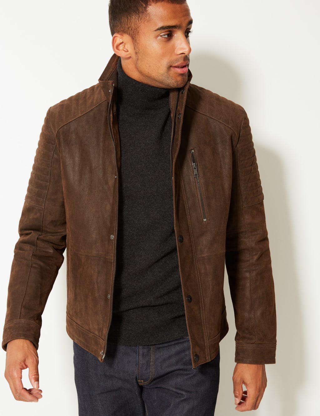 M&s mens leather jacket store