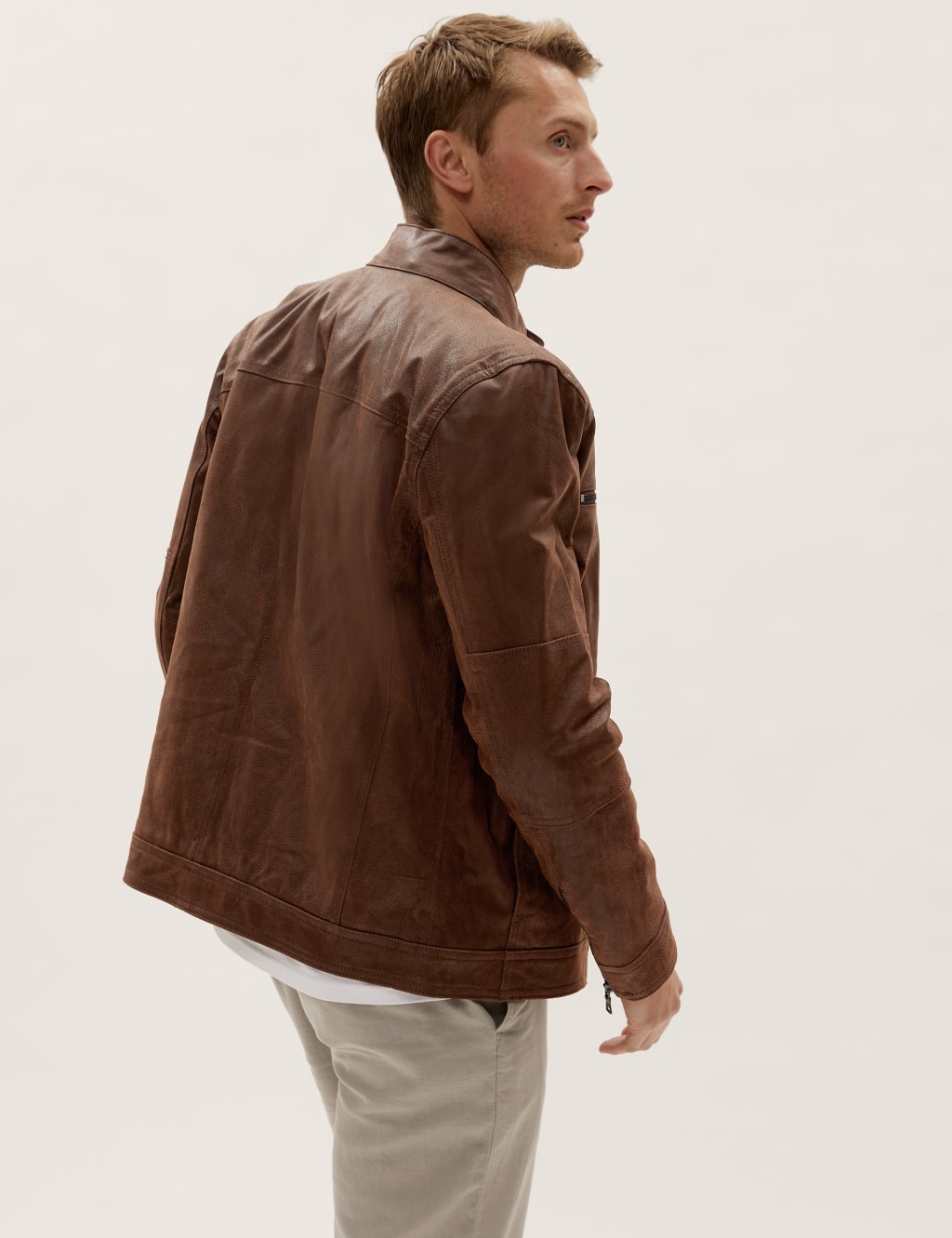 Leather Double Collar Biker Jacket 6 of 10